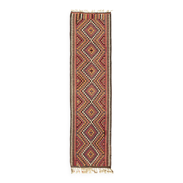Turkish Handwoven Vintage Herki Kilim 92 cm x 316 cm