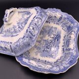 David Johnston - Plat légumier faïence fine de Bordeaux service Turc bleu circa 1840