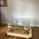Table basse design années 70-80 en verre et albâtre