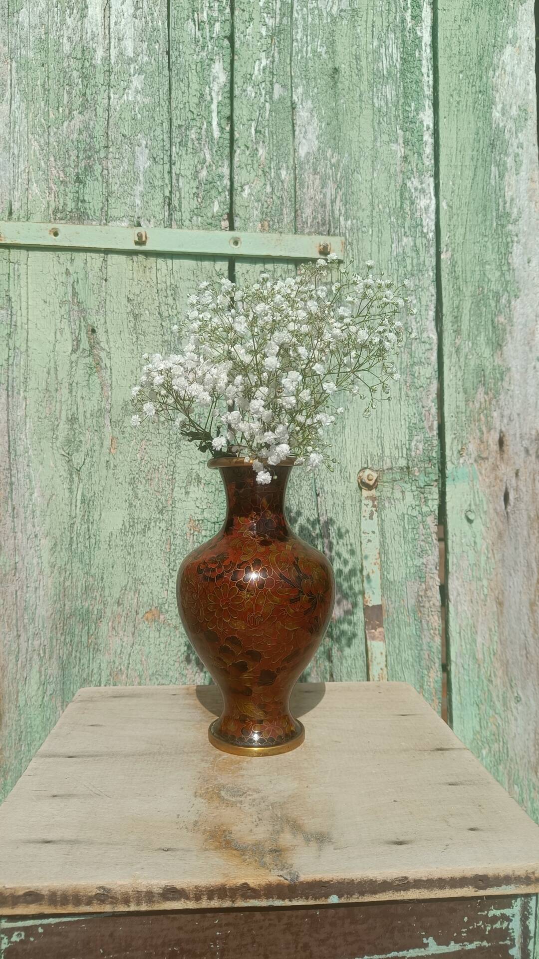Cloisonné metal vase