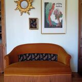 Mustard velvet 2-seater toad sofa