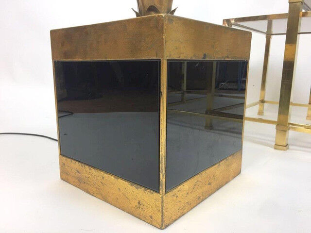 Floor lamp in the shape of a golden metal palm tree of 181 cm