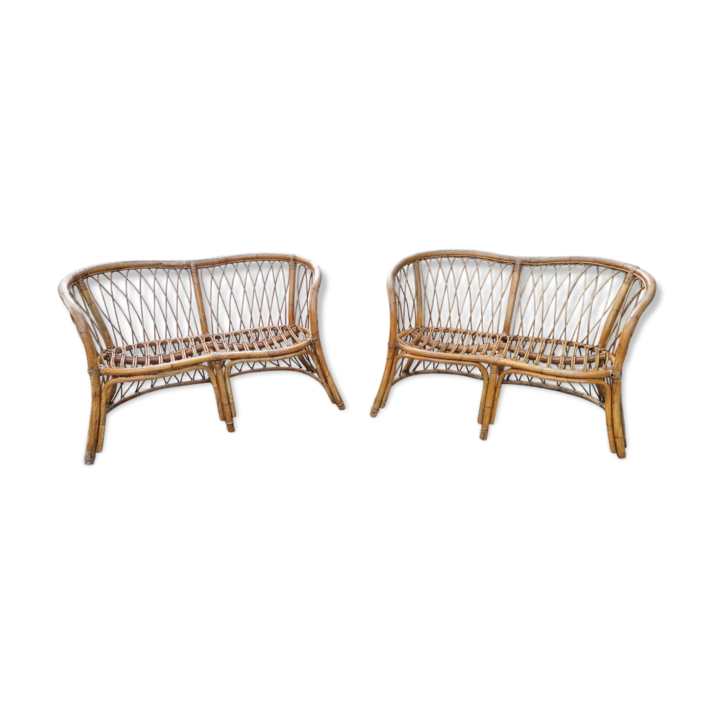 Pair of bamboo sofas