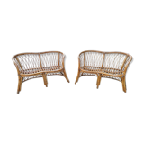 Pair of bamboo sofas