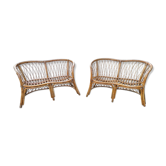 Pair of bamboo sofas