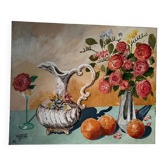"Vase and Flowers" oil on canvas signed William Joël 1982