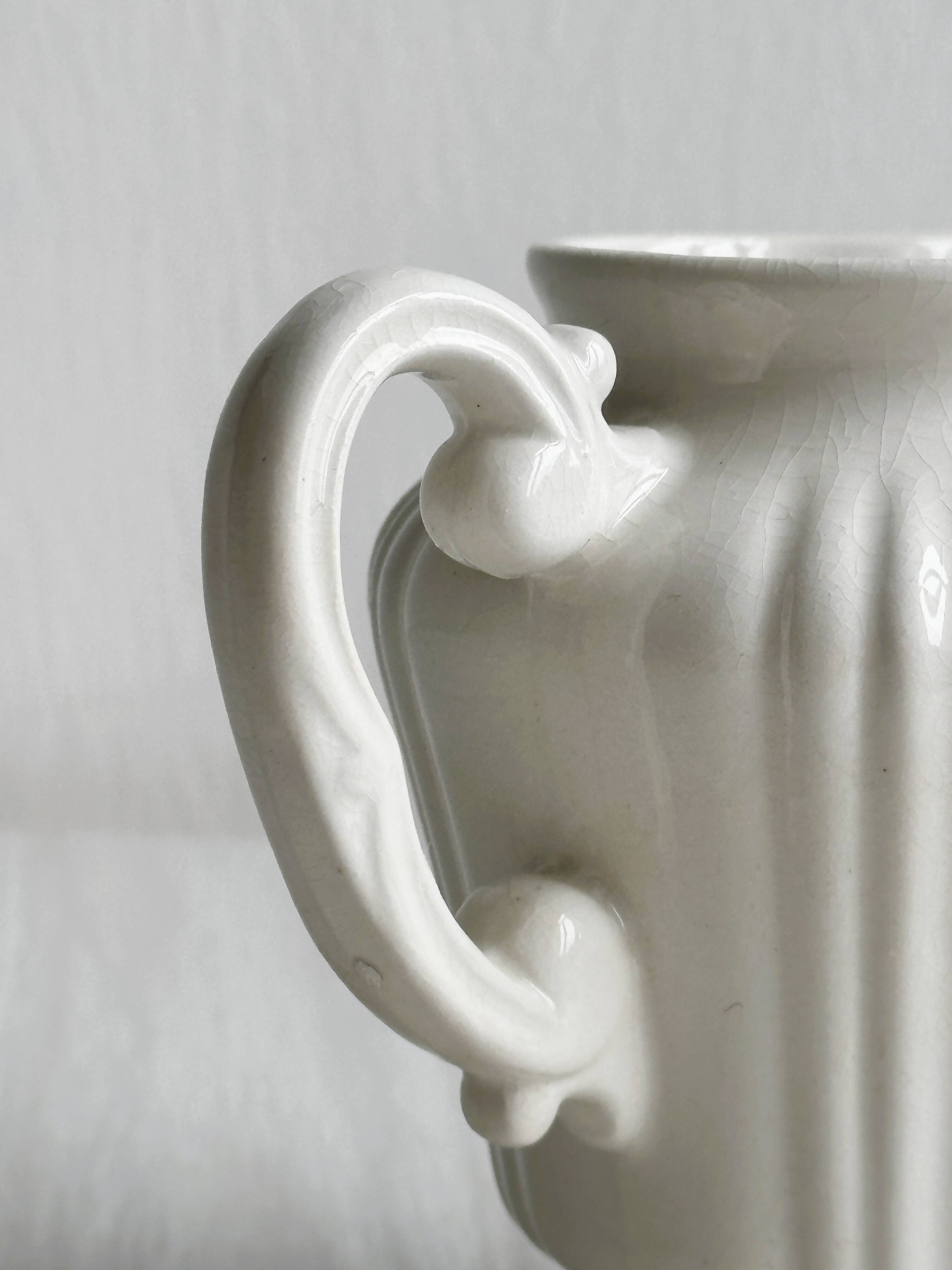 Porcelain sauce boat with blue pastoral pattern