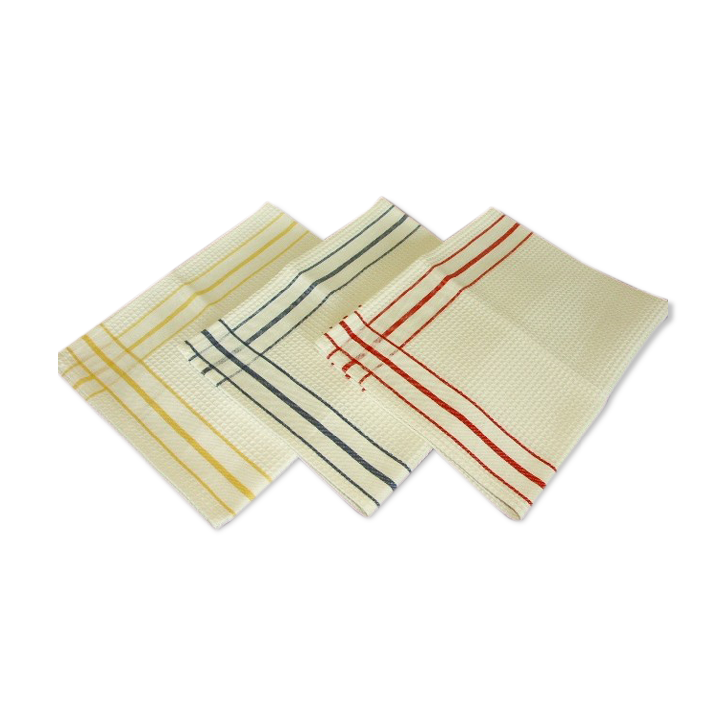 Lot 3 tea towels weaving vintage honeycomb