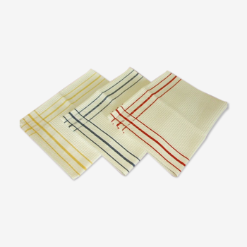 Lot 3 tea towels weaving vintage honeycomb