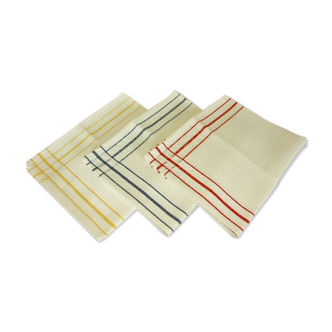 Lot 3 tea towels weaving vintage honeycomb