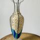 Glass and enamel vase with art deco flower decoration signed Mazoyer