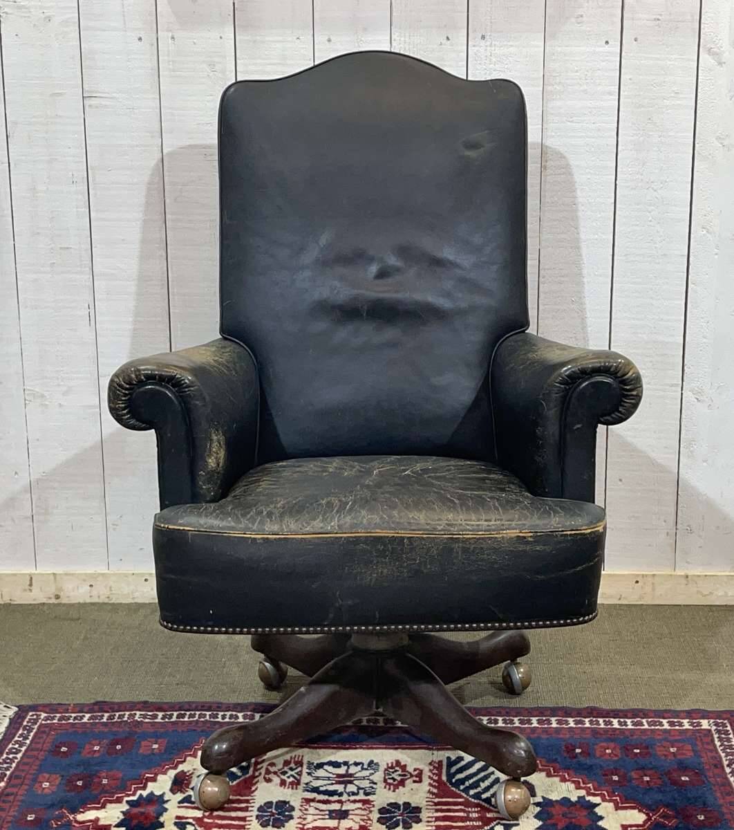 1950s English office chair in leather and imitation leather