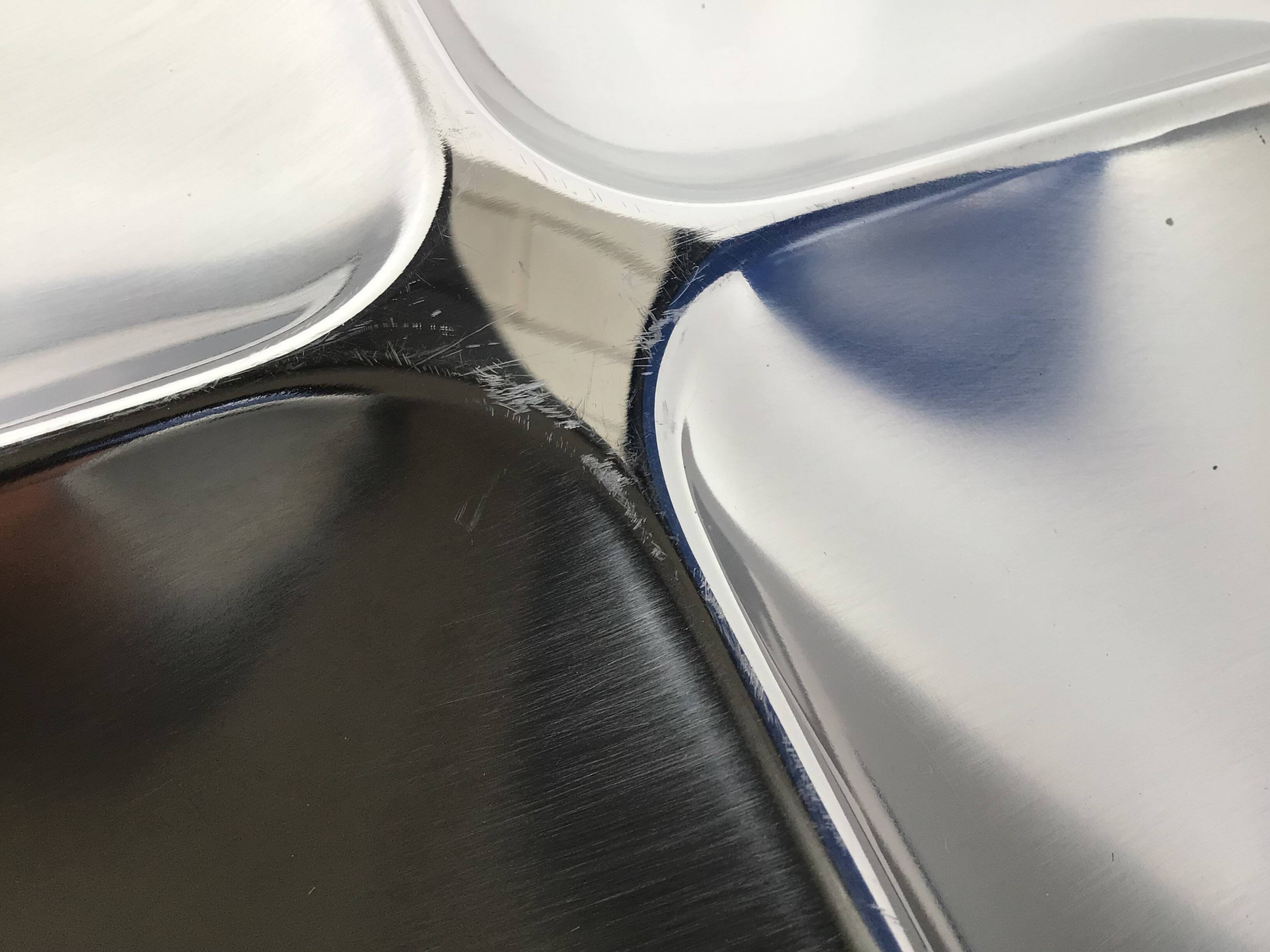 Stainless steel rectangular dish with compartments