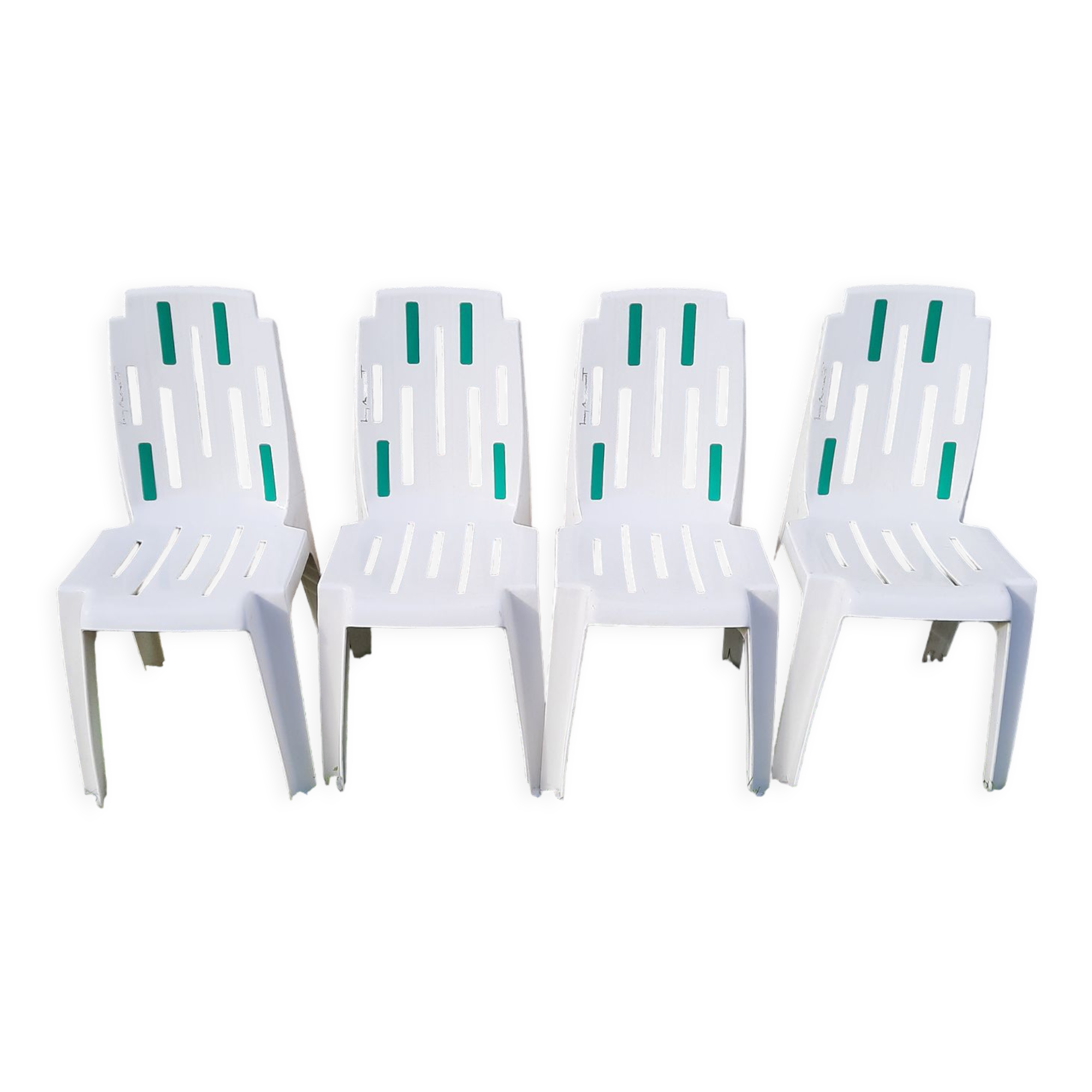 Series of four garden chairs model Samba by Pierre Paulin for Henri Massonnet stamp edition