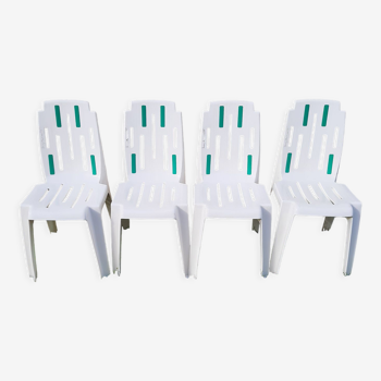 Series of four garden chairs model Samba by Pierre Paulin for Henri Massonnet stamp edition