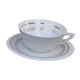 Tea cup with porcelain saucer from Limoges Charles Ahrenfeld bordered gilded