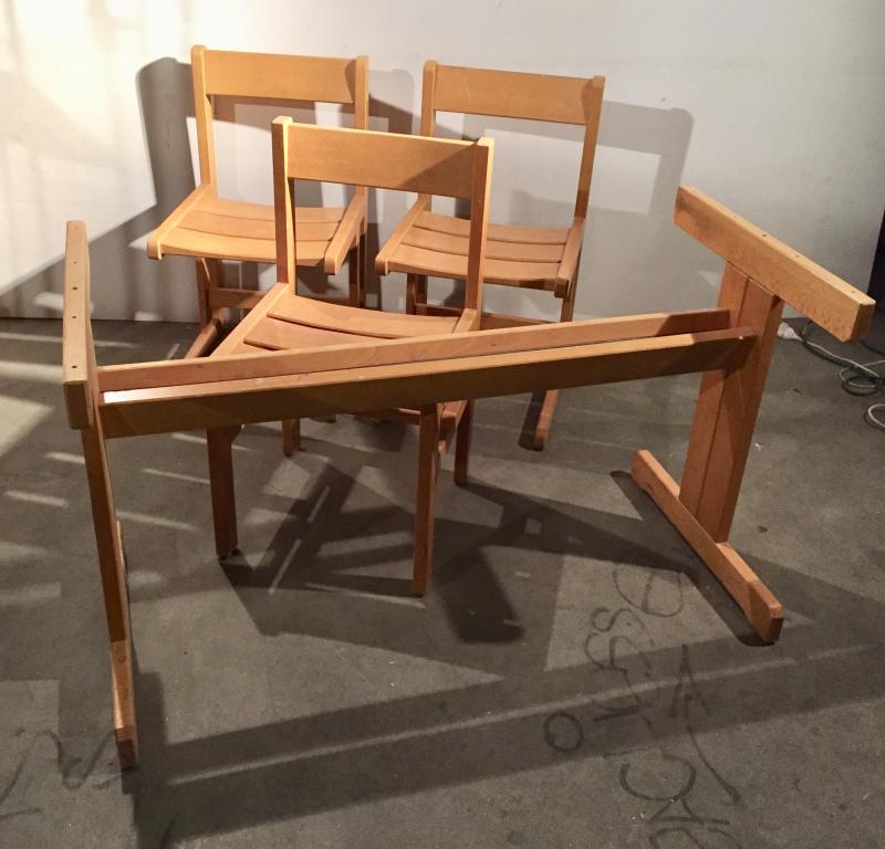 Table and 3 chairs Andre Sornay circa 60