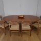 Round table with 2 teak extensions by J. Mortensen, Scandinavian edition Heltborg