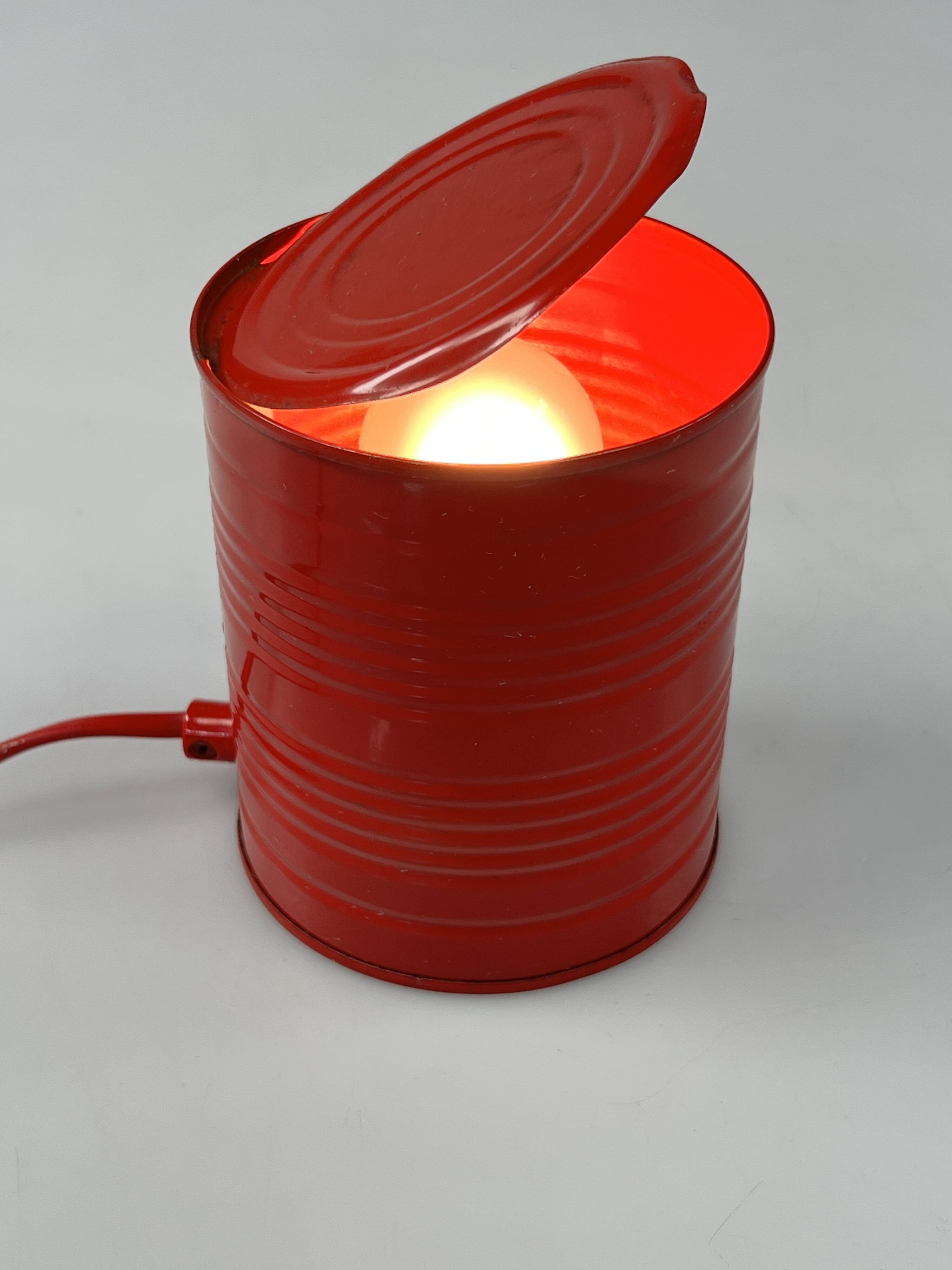 Vintage Red Tin Can Lamp, Ad Van Berlo, Vrieland Design, 1980s