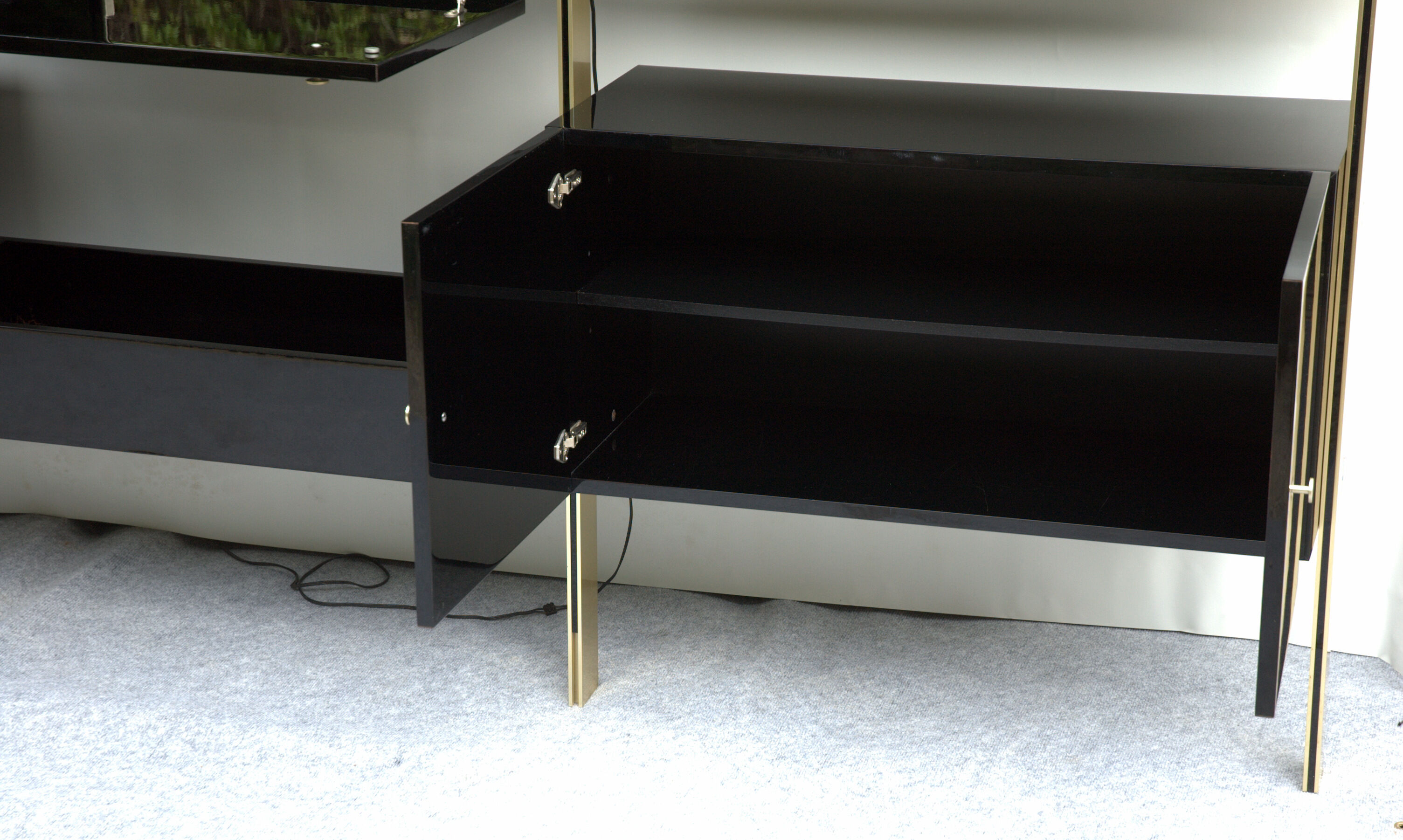 Library shelves in lacquer and brass by Roche Bobois 1970 s