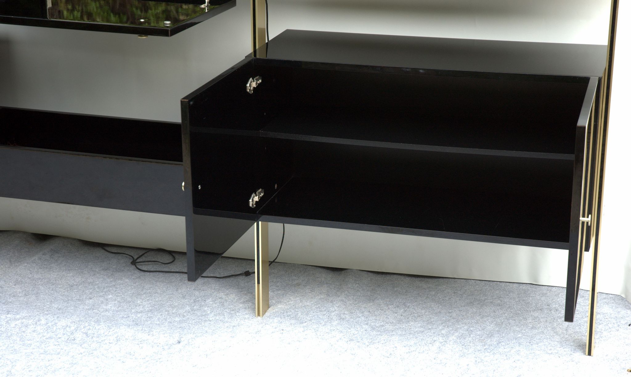 Library shelves in lacquer and brass by Roche Bobois 1970 s