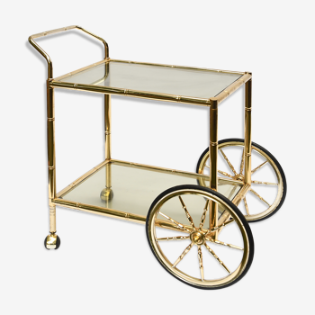 Vintage bamboo-style brass wheeled service
