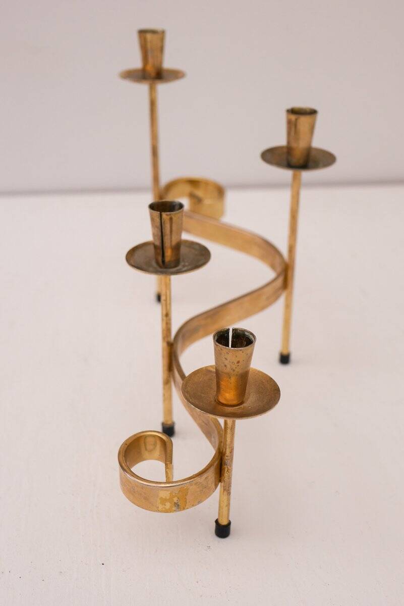 Mid-century modern metal candlesticks by Gunnar Ander for Ystad-Metall, Sweden, 1960s