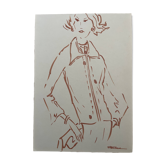 Tableau signé à l’encre gravure de mode « étude modèle de veste femme »
