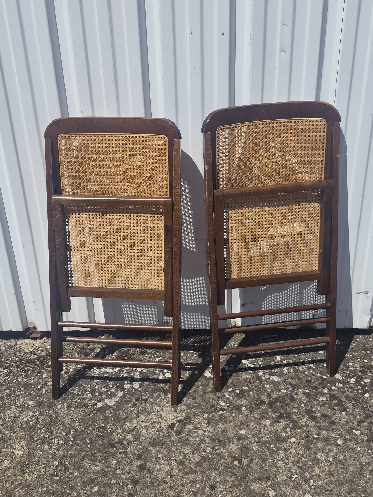 Vintage 2 chaises pliantes bois et cannage