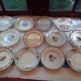 Assorted 12 dominant old brown/black plates