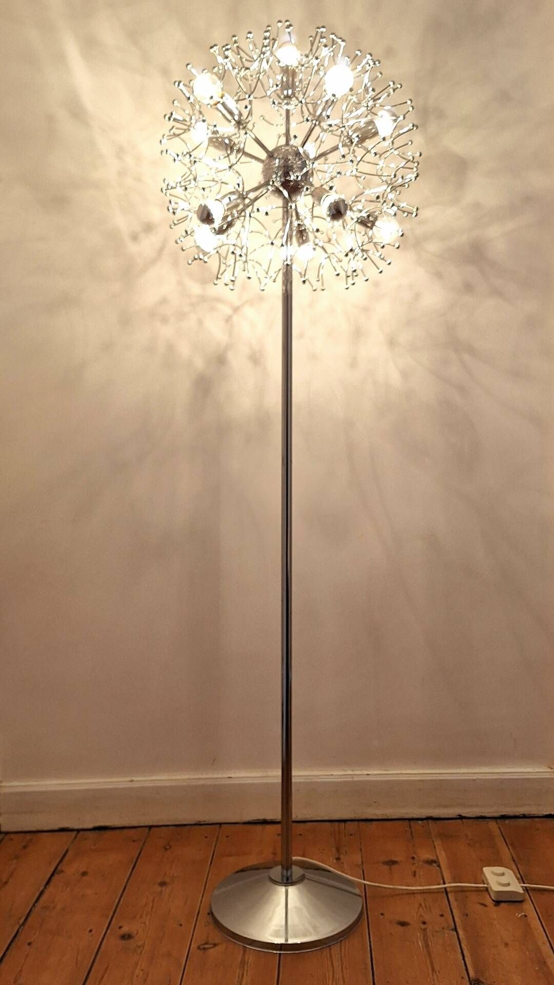 Sputnik floor lamp "Dandelion" designed by Gaetano Sciolari, lighting fixture vi