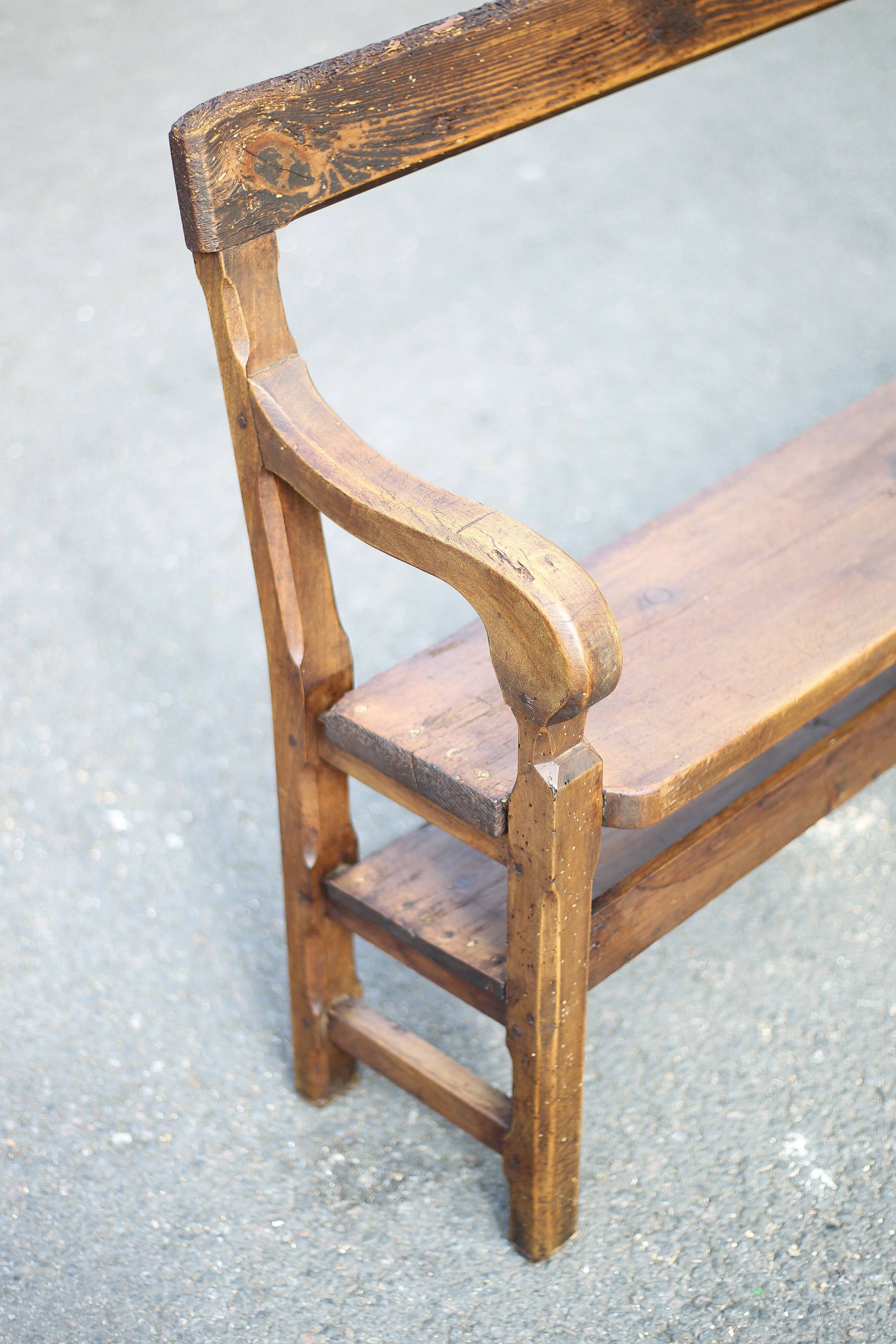 vintage wooden church bench, old wooden bench, bench, entrance hall, interior decoration