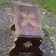 Bench in carved and varnished wood, mountain chalet decoration, old