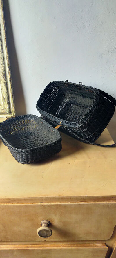 Old Bressan basket in blackened wicker