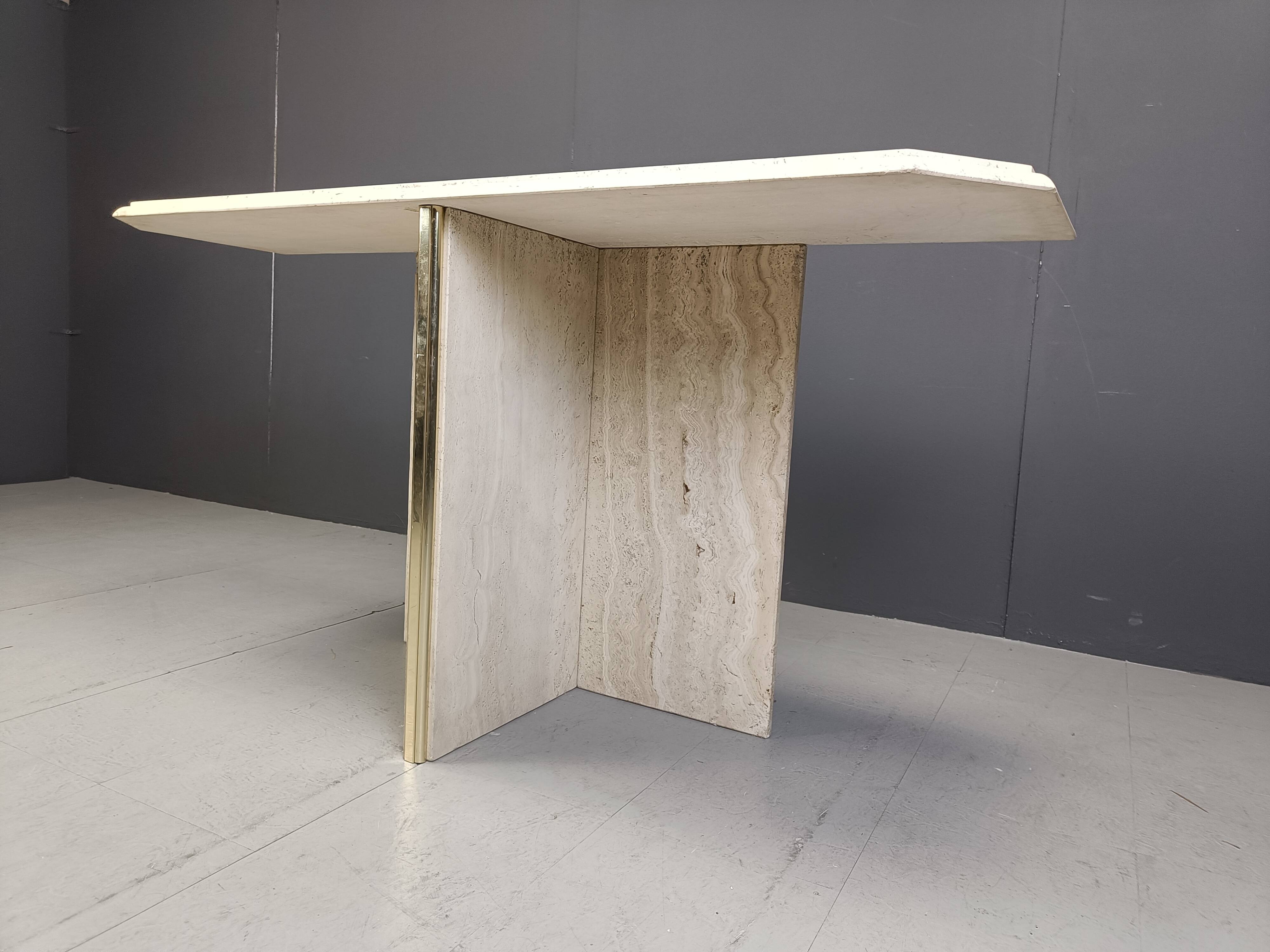 Vintage travertine console table, 1970s