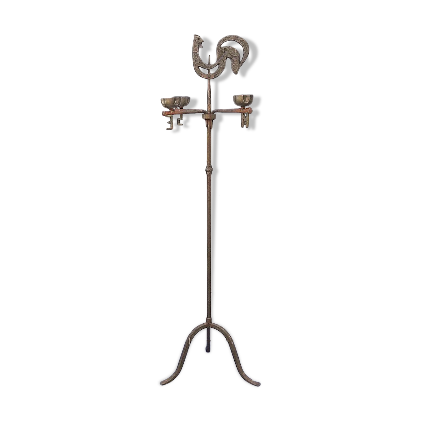 Wrought iron lamp, weather vane, Marolles workshop, Jean Touret