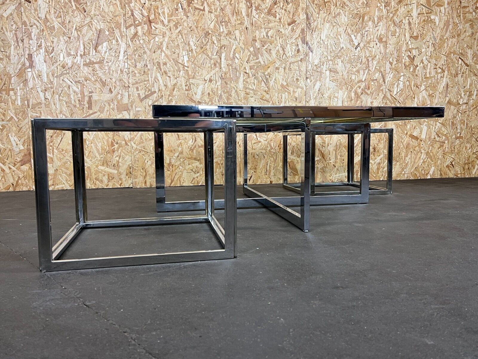 Coffee table chrome & brass 2 nesting tables