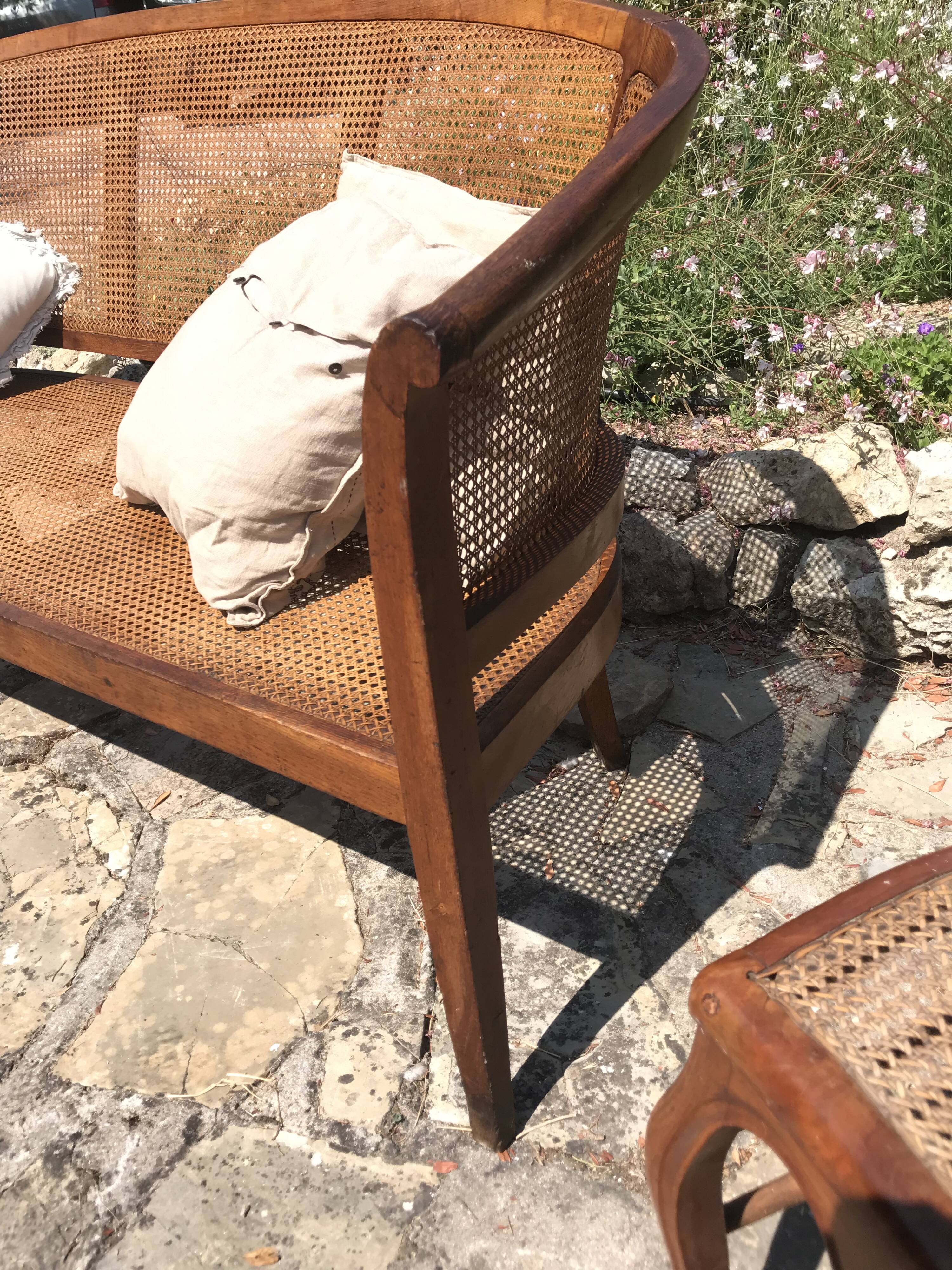 Old cane basket sofa