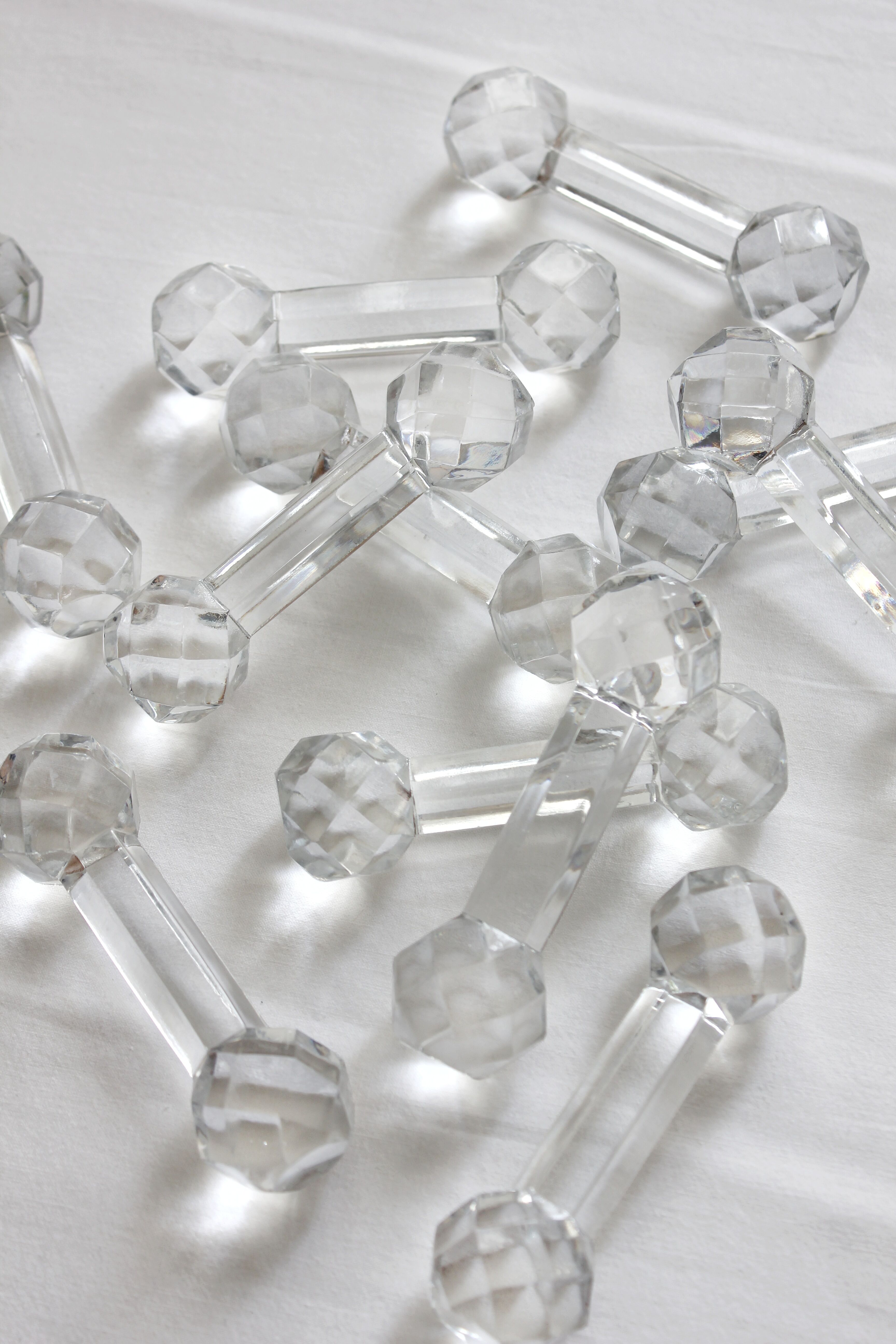 11 vintage faceted crystal knife holders