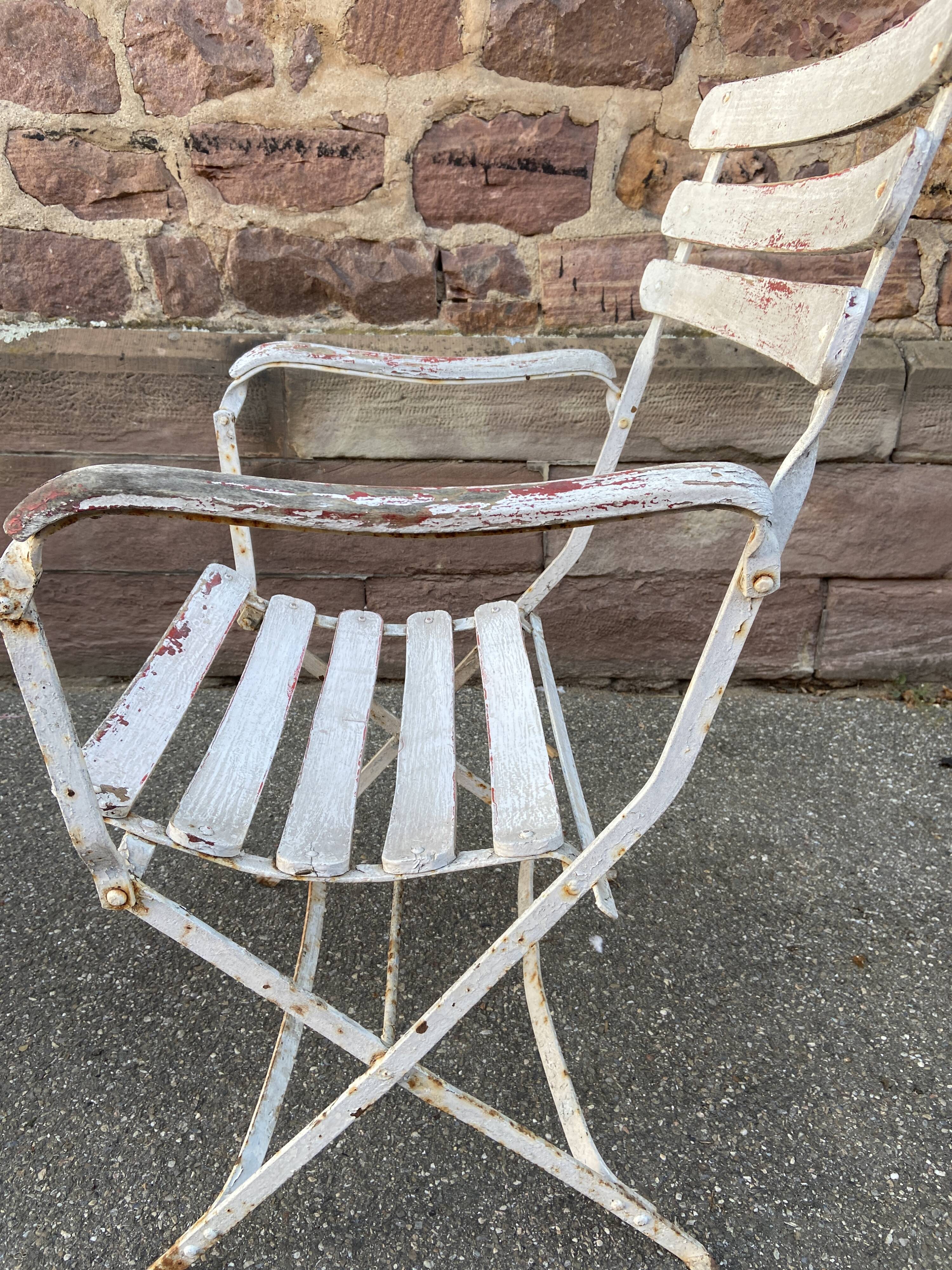 Paire de fauteuils chaises de jardin fer forgé vintage