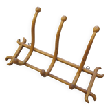 1890 Fischel, Bentwood blond 3-peg wall-mounted coat and hat rack