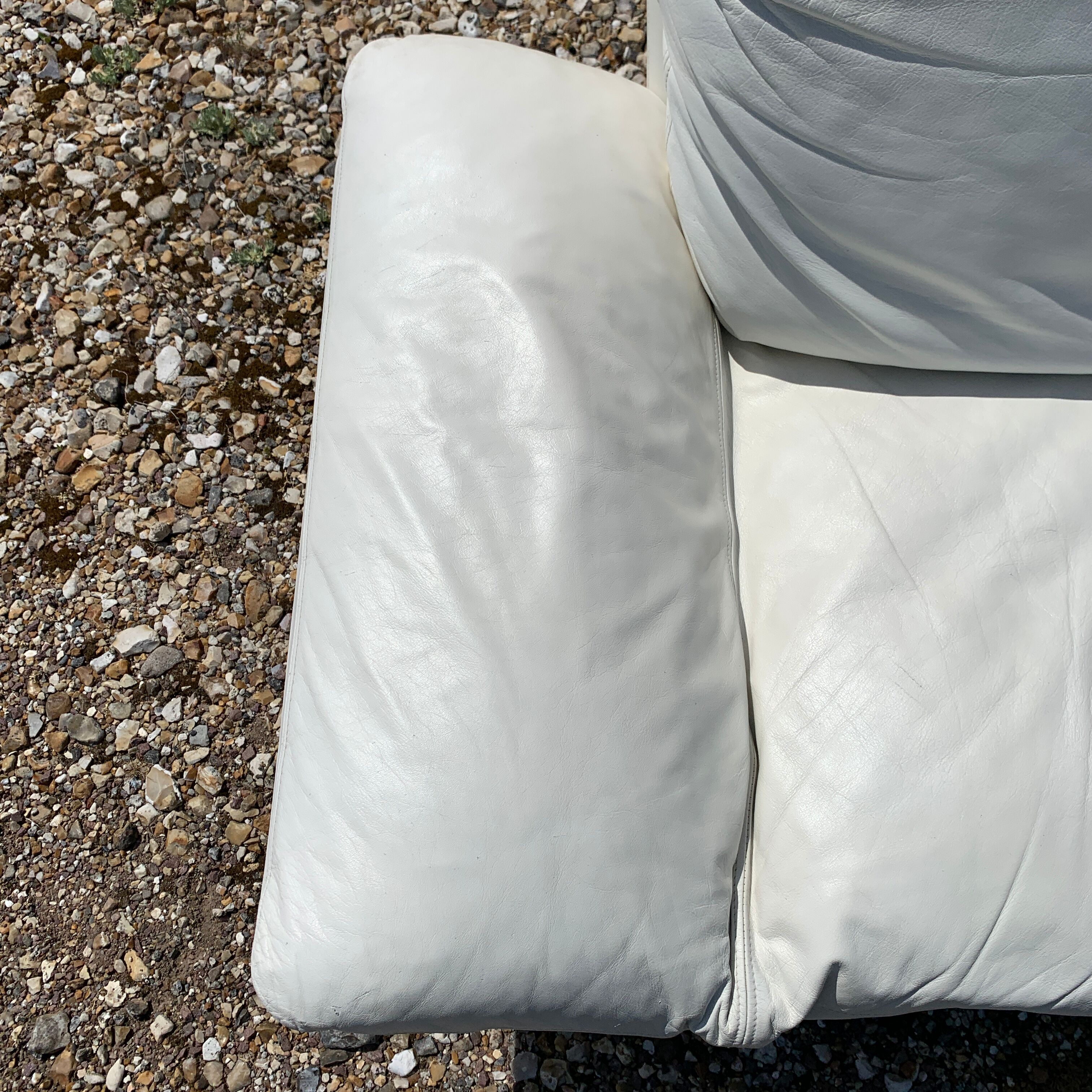 Danish Komfort white leather sofa