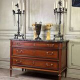 Louis XVI style mahogany commode in three colors, 18th century