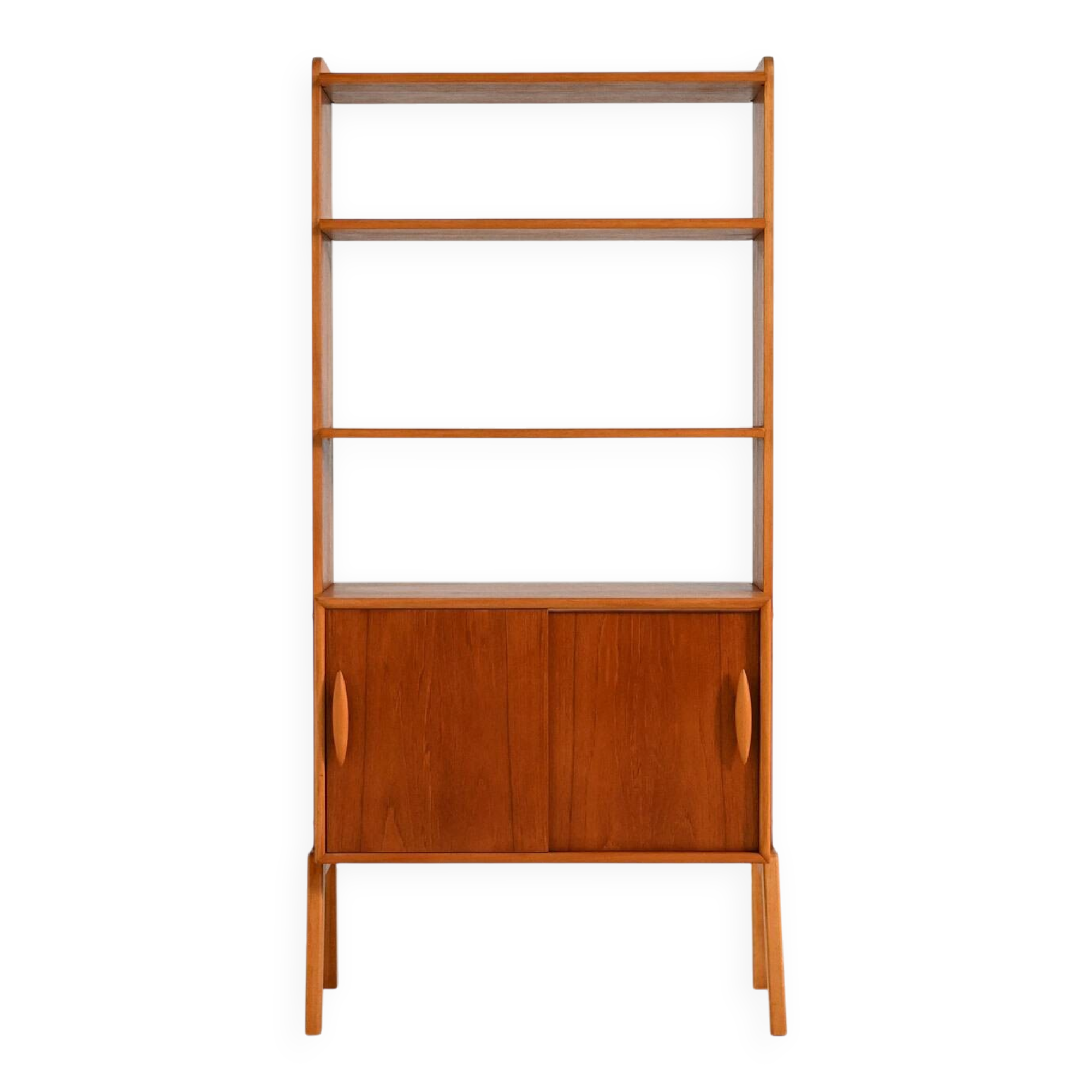 Scandinavian teak shelving unit with sliding doors, 1950s/60s