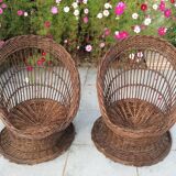 Wicker basket armchairs