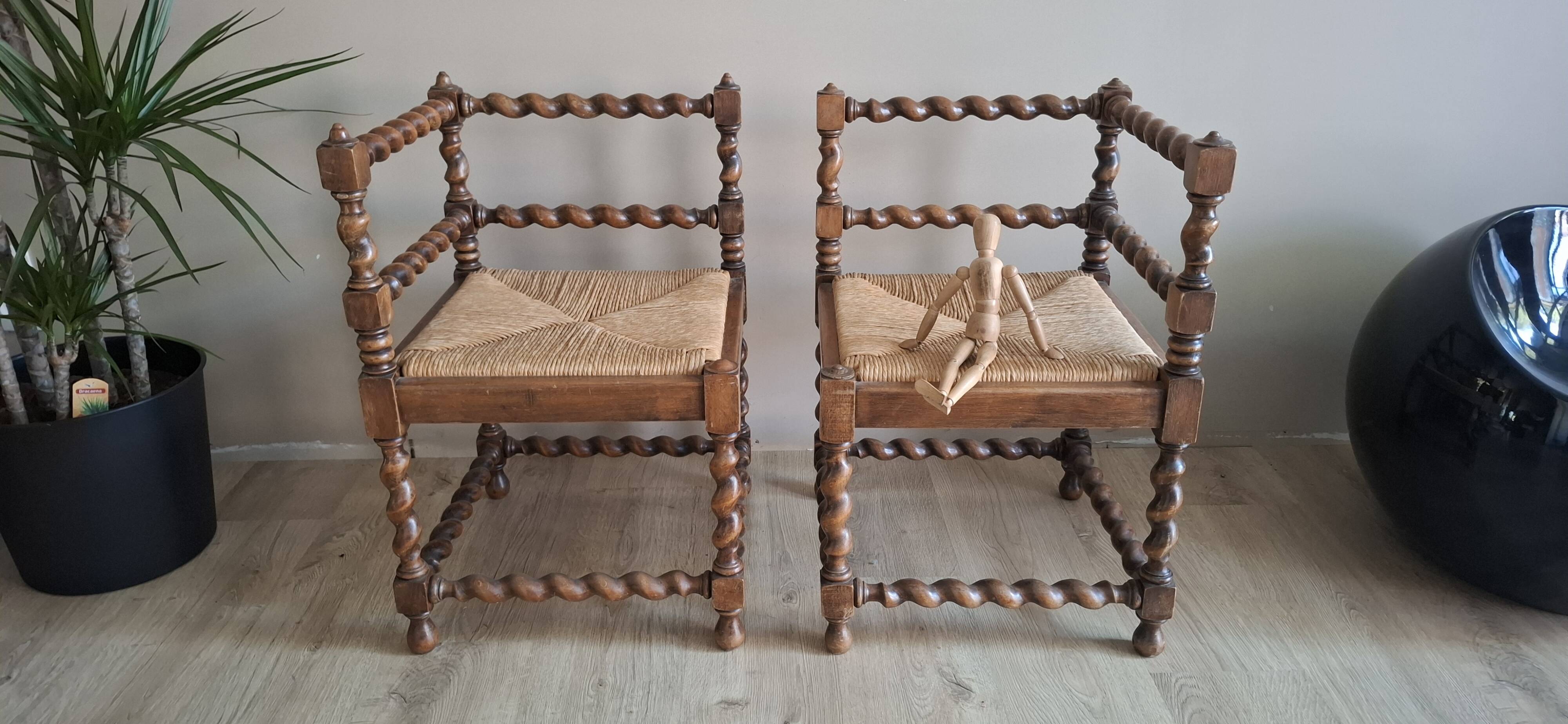 Pair of corner chairs with fireside