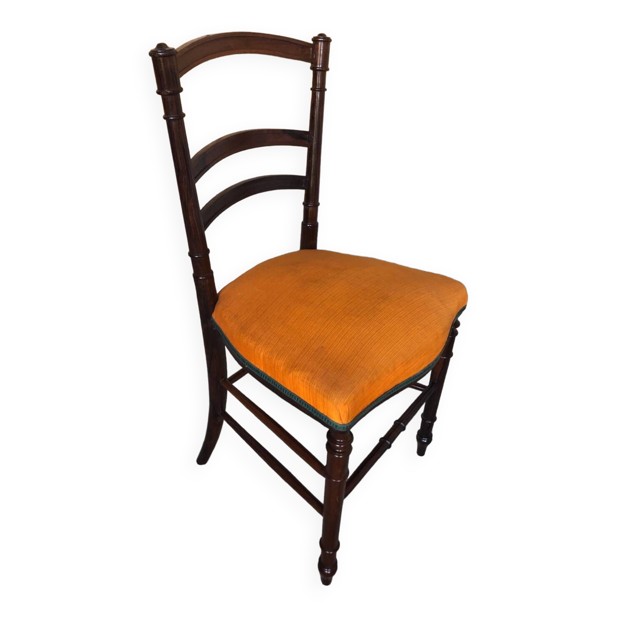 Napoleon 3 style chair black wood & vintage orange fabric