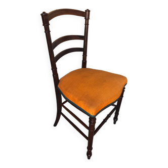 Napoleon 3 style chair black wood & vintage orange fabric