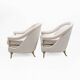 Pair of French Mid-Century Armchairs in Art Deco Style with Brass Details