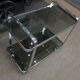 Service bar trolley in chrome metal and 1970s glass